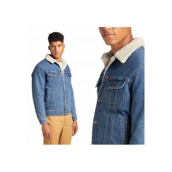 Jacheta Din Denim -  Jacheta Sherpa - M INTL - Albastru - Croi Regular Fit - Inchidere Nasturi - Numar De Buzunare 4 - Compozitie Material 99% Bumbac - 1% Elastan