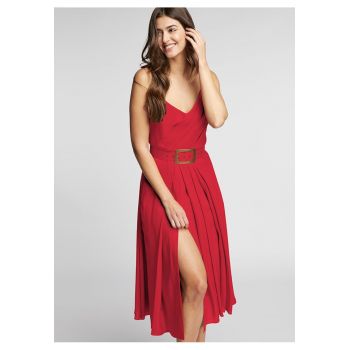 Rochie midi cu slit pe picior si bust drapat Simba