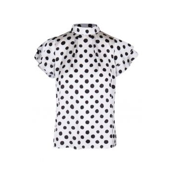 Bluza cu imprimeu cu buline si guler scurt