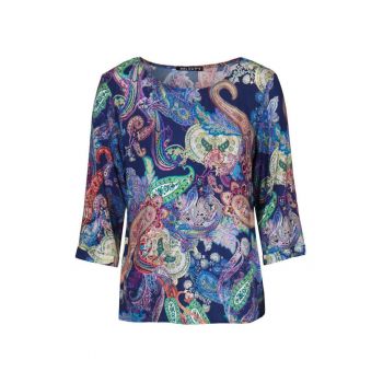 Bluza cu imprimeu Paisley si maneci 7/8