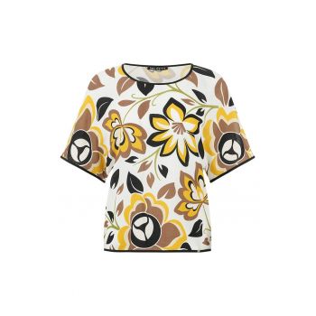 Bluza din viscoza cu maneci medii si imprimeu floral