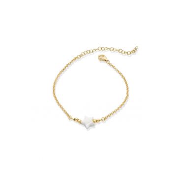 Bratara de glezna din argint veritabil cu talisman in forma de stea din Mother of Pearl