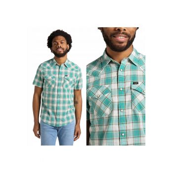 Camasa Barbati -  Camasa Western Scurta - M INTL - Verde - Croi Regular Fit - Inchidere Nasturi - Compozitie Material 100% Bumbac - Numar De Buzunare 2 de firma originala