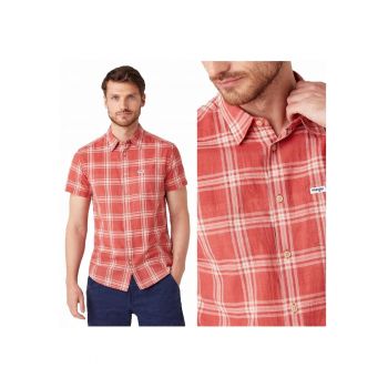 Camasa Barbati -  Ss 1Pkt Shirt - M INTL - Rosu - Croi Regular Fit - Inchidere Nasturi - Compozitie Material 100% Bumbac - Numar Buzunare 1