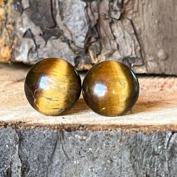 Cercei stud semisferici ochi de tigru 15-16 mm