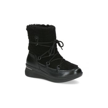 Ghete dama -  casual - piele naturala si textil - negru