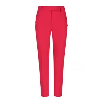 Pantaloni cu talie inalta si nasturi decorativi - 2XL