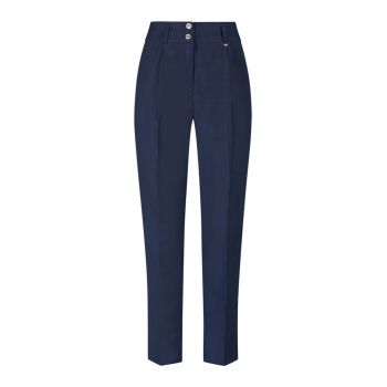 Pantaloni din amestec de in cu talie inalta