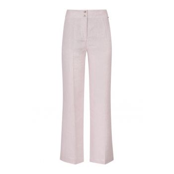 Pantaloni din in cu talie inalta - M