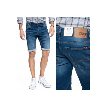 Pantaloni Scurti Din Denim -  Chicago Short - UE - Albastru - Croi Slim Fit - Stil / Ajustat - Inaltimea Taliei Medie / Regulata - Inchidere Nasturi