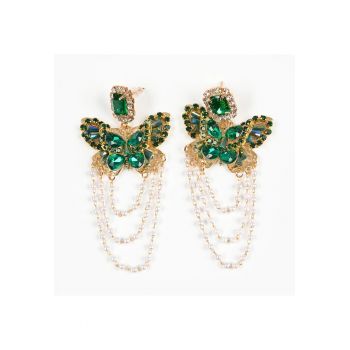 Cercei eleganti forma fluture cu pietre verzi -  Paris