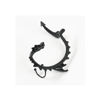 Cercel tip Ear Cuff negru model dragon -  Paris