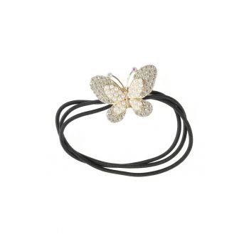 Elastic de par negru cu fluture