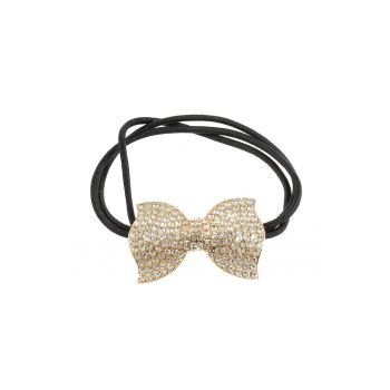 Elastic de par negru cu funda aurie