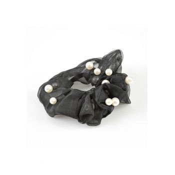 Elastic negru cu perle albe -  Paris