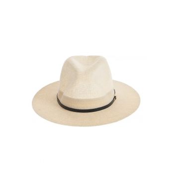 Palarie alba de vara cu accesoriu tip curea