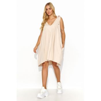 Rochie cu aspect supradimensionat si bretele ajustabile -