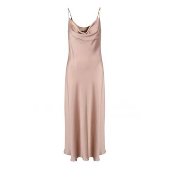 Rochie din satin cu bretele spaghetti si decolteu drapat