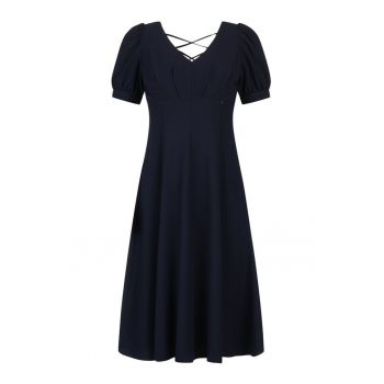 Rochie evazata - midi - cu maneci bufante - XL