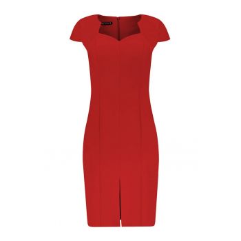 Rochie midi cambrata cu decolteu sweetheart