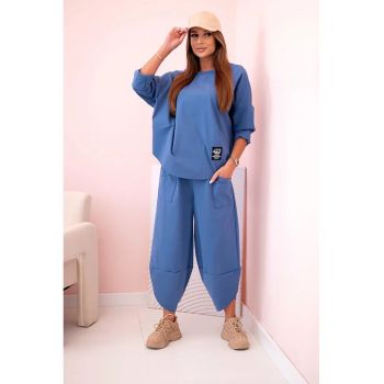 Set cu hanorac si pantaloni de trening cu terminatie asimetrica -