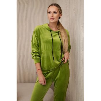 Set de bluza de trening cu buzunar kangaroo si pantaloni -