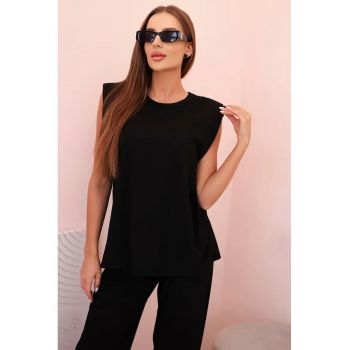 Set de bluza fara maneci si pantaloni cu croiala dreapta -