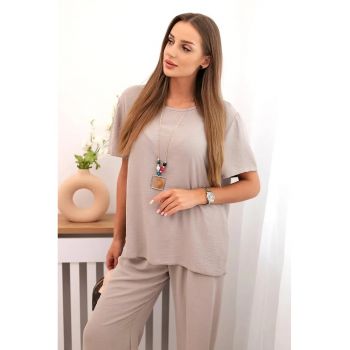Set de bluza lejera si pantaloni ampli -