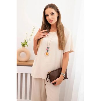 Set de bluza lejera si pantaloni ampli -