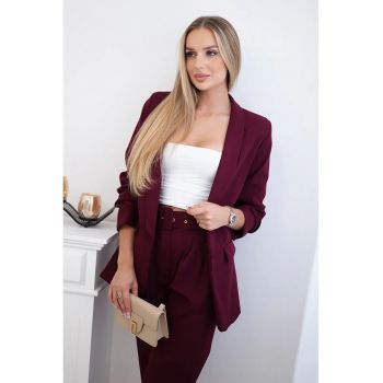 Set de sacou si pantaloni cu croiala dreapta -