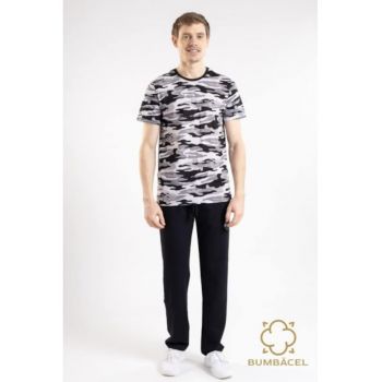 Tricou army cu manecă scurtă și imprimeu - Alb