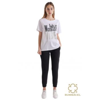 Tricou cu mânecă scurtă și cu imprimeu text