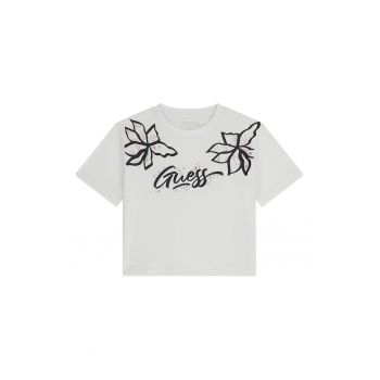 Tricou cu model logo - floral si strasuri