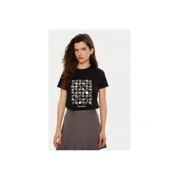 Tricou dama -  304579516 - Bumbac organic - Negru