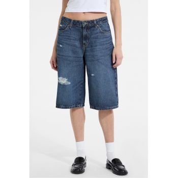 Bermude de denim cu talie medie ieftini
