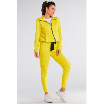 Pantaloni de bumbac cu talie medie - snur si buzunare cargo