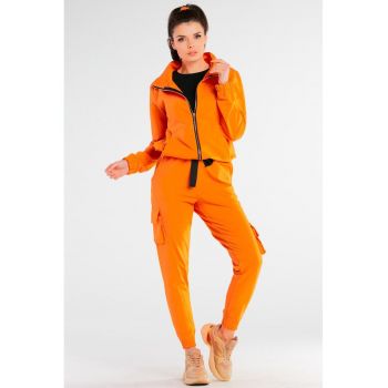 Pantaloni din bumbac cu snur si buzunare cargo
