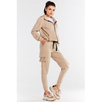 Pantaloni din bumbac cu talie medie - snur si buzunare cargo