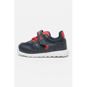 Pantofi sport din piele ecologica cu garnituri din material textil si velcro