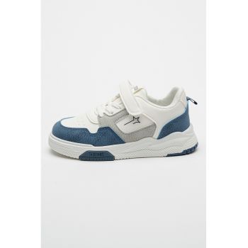 Pantofi sport low-cut de piele ecologica cu velcro
