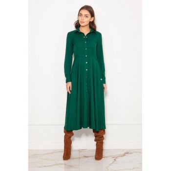 Rochie-camasa cu maneci lungi si nasturi -