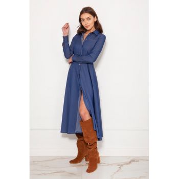 Rochie-camasa lunga cu aspect de denim -