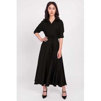 Rochie maxi cu model petrecut si maneci 3/4