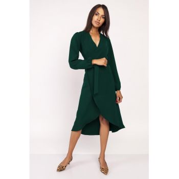 Rochie midi cu maneci lungi si model petrecut