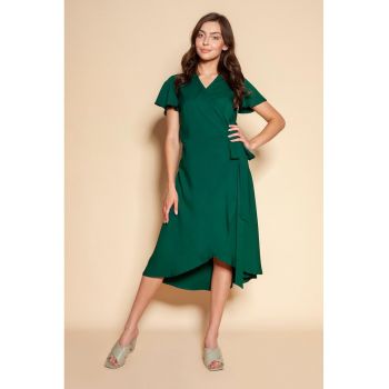 Rochie midi cu model petrecut si prindere laterala -