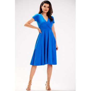 Rochie midi de bumbac cu maneci scurte