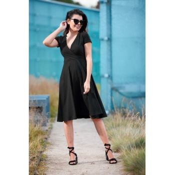 Rochie midi din bumbac cu maneci scurte