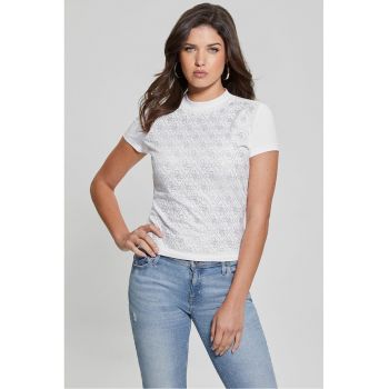 Tricou cu model monograma ieftin