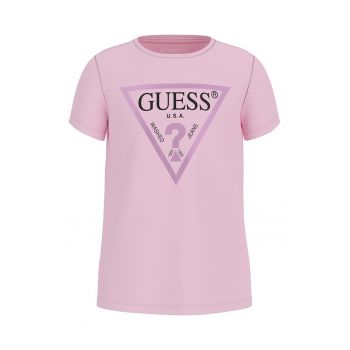 Tricou de bumbac cu imprimeu logo metalizat
