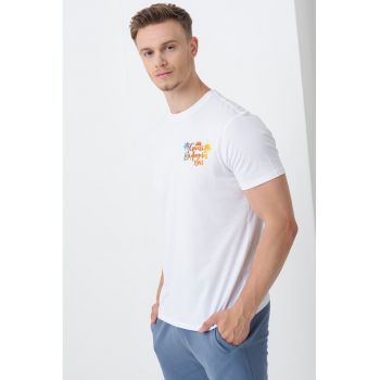 Tricou de bumbac cu logo si imprimeu grafic